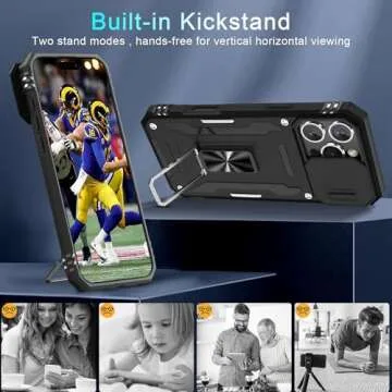 DEERLAMN iPhone 16 Pro Case with Kickstand & Protection