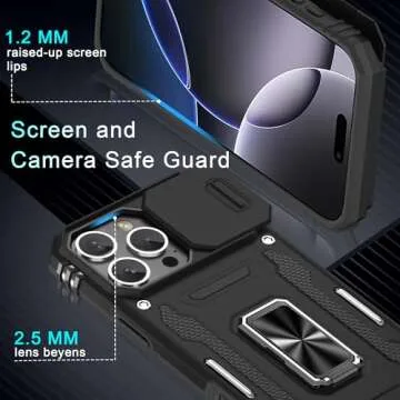 DEERLAMN iPhone 16 Pro Case with Kickstand & Protection