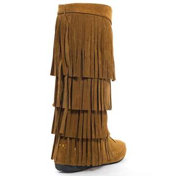 V-Luxury Womens 28-Mudd55 Closed Toe Mid Calf Knee High Mocassin Flat Boot,Rust,8