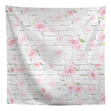 Allenjoy White Retro Brick Wall Pink Floral Backdrop Graduation Wedding Easter Valentine's Mother's ...