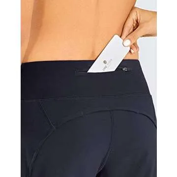 CRZ YOGA Womens Lightweight Gym Athletic Workout Shorts Liner 4" - Quick Dry Running Sport Spandex Shorts Mesh Zipper Pockets Navy X-Large