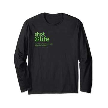 Shot@Life: Invest in a healthier world. Immunize a child. Long Sleeve T-Shirt