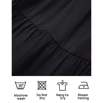 ZESICA Women's 2024 Boho Summer Square Neck Puff Sleeve Off Shoulder Smocked Tiered Casual A Line Short Mini Dress,Black,Medium