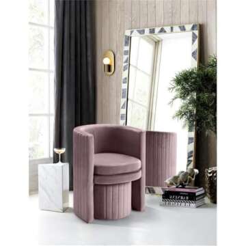 Meridian Pink Velvet Accent Chair Set - Modern Design