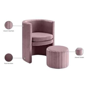 Meridian Pink Velvet Accent Chair Set - Modern Design