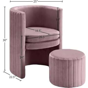 Meridian Pink Velvet Accent Chair Set - Modern Design