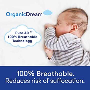 Organic Dream Crib and Toddler Mattress - 100% Breathable Proven to Reduce Suffocation Risk, 100% Wa...