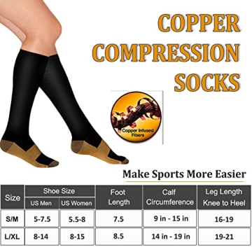 Copper Compression Socks for Men & Women - 3 Pack