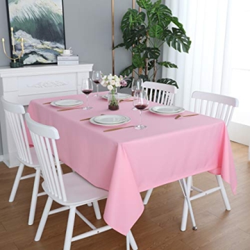 FOLINS&HOME Pink Square Table Cloth in Heavy Duty and Water Resistant Polyester-Wrinkle Free Spillpr...
