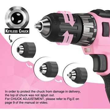 Stylish WORKPRO 20V Pink Cordless Drill for DIY Lovers