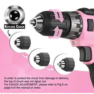 Stylish WORKPRO 20V Pink Cordless Drill for DIY Lovers