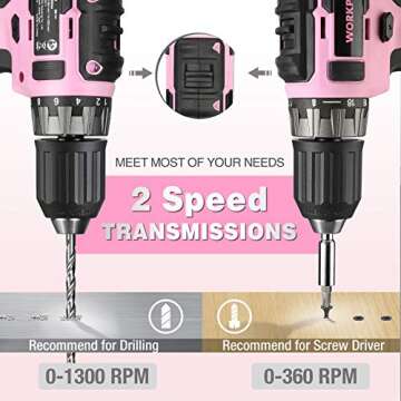 Stylish WORKPRO 20V Pink Cordless Drill for DIY Lovers