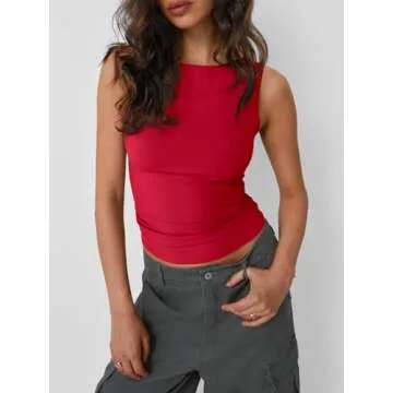 Trendy Queen Women Going Out Casual Tank Tops Spring Summer Basic Cute 2025 Sleeveless Shirt Y2K Fas...