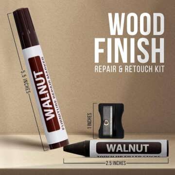 RamPro Furniture Markers Touch up, 17 Piece Furniture and Wood Floor Markers and Crayons Repair Kit - 8 Felt Tip Wood Markers, 8 Wax Crayons in Black, Maple, Oak, Cherry, Walnut and Mahogany