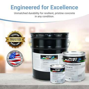 RUST BULLET DuraGrade High-Performance Concrete Paint 1 Gallon – For Garage Concrete Coating, Basement, Porch, Patio, Floor Paint & More – Jet Black