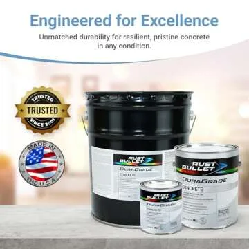 RUST BULLET DuraGrade High-Performance Concrete Paint 1 Gallon – For Garage Concrete Coating, Basement, Porch, Patio, Floor Paint & More – Jet Black