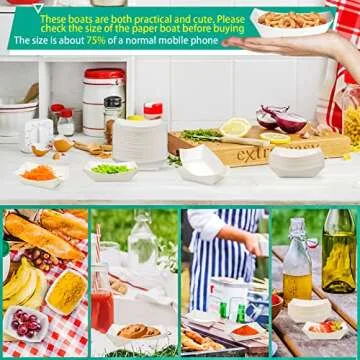 MotBach 200 Pack Grease Resistant Paper Food Trays