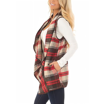 Chic Unidear Women’s Sleeveless Plaid Cardigan Sweater