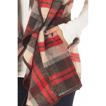 Chic Unidear Women’s Sleeveless Plaid Cardigan Sweater