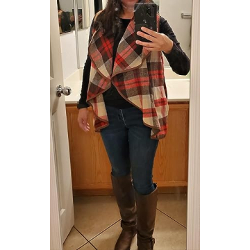 Chic Unidear Women’s Sleeveless Plaid Cardigan Sweater