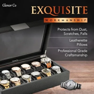 Glenor Co Luxurious 12 Slot Watch Box for Men