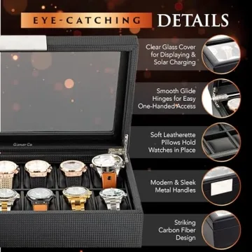 Glenor Co Luxurious 12 Slot Watch Box for Men
