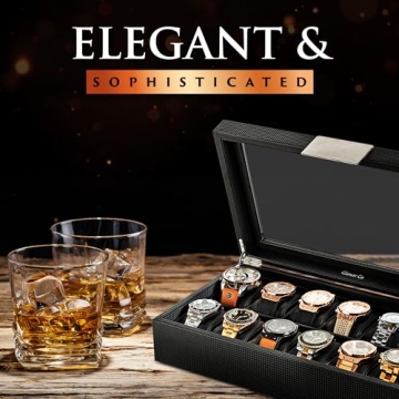 Glenor Co Luxurious 12 Slot Watch Box for Men