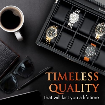 Glenor Co Luxurious 12 Slot Watch Box for Men