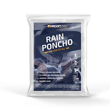 Hagon PRO Adult Disposable Rain Ponchos - 5 Pack