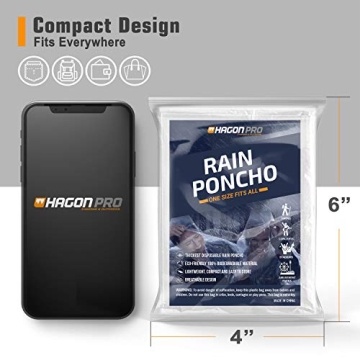 Hagon PRO Adult Disposable Rain Ponchos - 5 Pack
