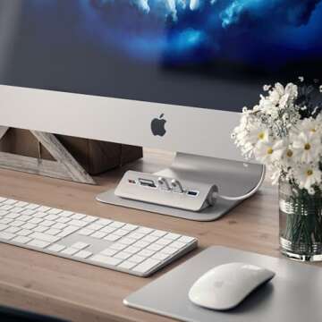 Satechi USB C Hub for Desktop – USB C Hub with 3 USB-A 3.0 Data Ports, Micro/SD Card Readers, USBC Hub MacBook Pro/Air M1 M2 M3, Dell, HP, Surface, Lenovo - Silver