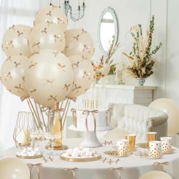 Bow Balloons, 32Pcs 18" 12" Balloons & 100Pcs Mini Satin Ribbon Bows, DIY Bow Party Balloons for Girls Bow Birthday Party Decorations, Baby Shower Decor, Bachelorette Decorations