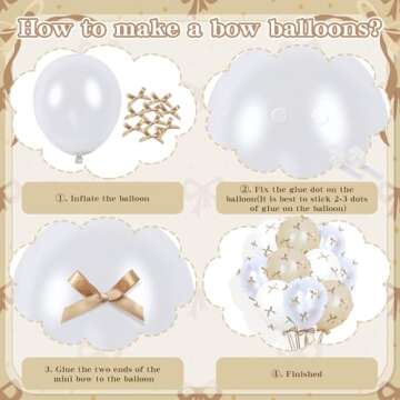 Bow Balloons, 32Pcs 18" 12" Balloons & 100Pcs Mini Satin Ribbon Bows, DIY Bow Party Balloons for Girls Bow Birthday Party Decorations, Baby Shower Decor, Bachelorette Decorations