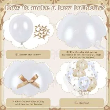 Bow Balloons, 32Pcs 18" 12" Balloons & 100Pcs Mini Satin Ribbon Bows, DIY Bow Party Balloons for Girls Bow Birthday Party Decorations, Baby Shower Decor, Bachelorette Decorations