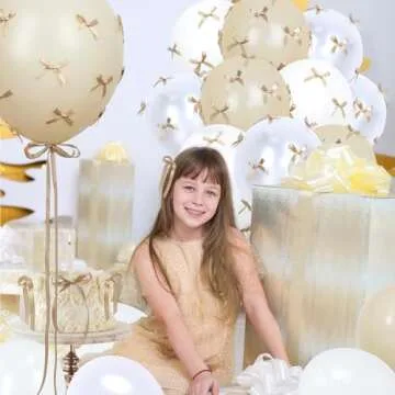 Bow Balloons, 32Pcs 18" 12" Balloons & 100Pcs Mini Satin Ribbon Bows, DIY Bow Party Balloons for Girls Bow Birthday Party Decorations, Baby Shower Decor, Bachelorette Decorations