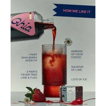 Ghia Non-Alcoholic Berry Apéritif - 500ml (1-Pack) | Botanical Mediterranean-Inspired Spirit Cocktail Mixer with Notes of Strawberry, Black Currant & Rosemary | Vegan, No Added Sugar