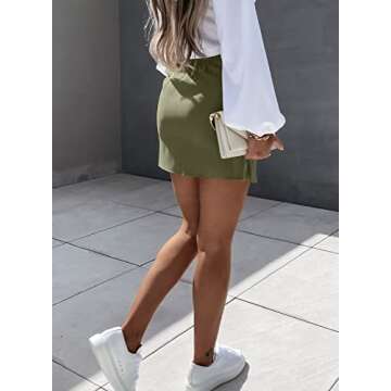 Asvivid Satin Skirts for Women Bodycon Side Tie Knot Elastic High Wasit Elegant Mini Short Skirt Green S