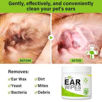 GJYC PET Dog Ear Wipes - Gentle Cat & Dog Ear Cleaner for Happy Pets
