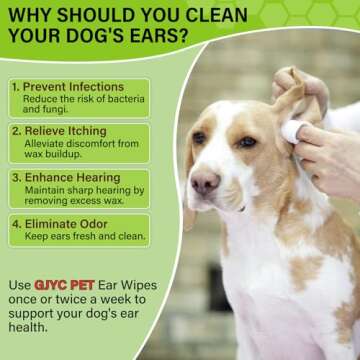 GJYC PET Dog Ear Wipes - 100 Count, Gentle Ear Cleaner