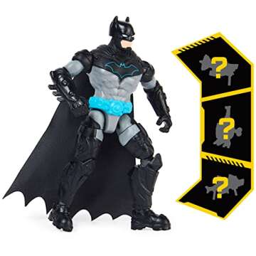 Batman 4-inch Bat-Tech Batman and King Shark Action Figures with 6 Mystery Accessories, for Kids Aged 3 and up