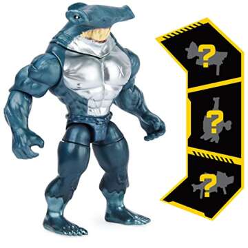 Batman 4-inch Bat-Tech Batman and King Shark Action Figures with 6 Mystery Accessories, for Kids Aged 3 and up