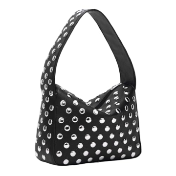 Y2K Studded Vegan Leather Shoulder Bag - 90s Punk Chic for Women
