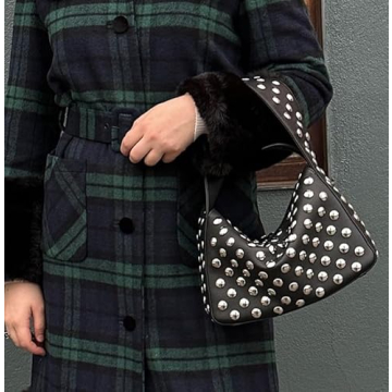 Y2K Studded Vegan Leather Shoulder Bag 90s Punk Fashion