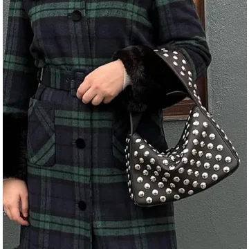 Y2K Studded Vegan Leather Shoulder Bag 90s Punk Fashion