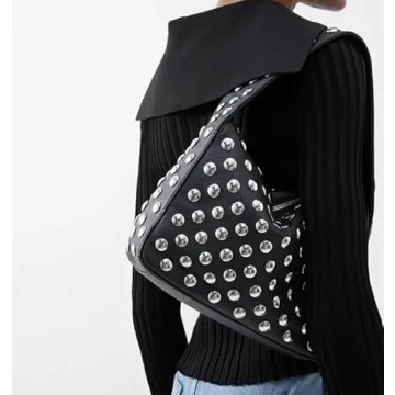 Y2K Studded Vegan Leather Shoulder Bag 90s Punk Fashion