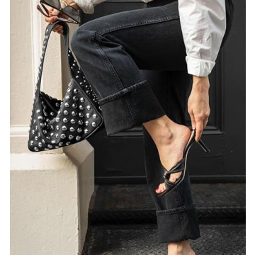 Y2K Studded Vegan Leather Shoulder Bag 90s Punk Fashion