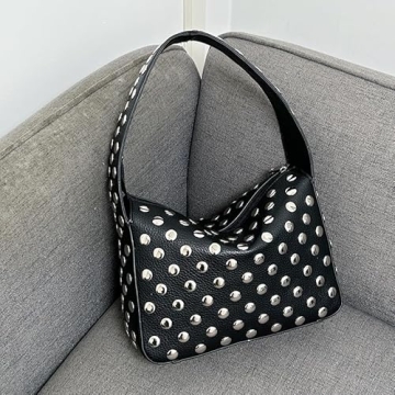 Y2K Studded Vegan Leather Shoulder Bag 90s Punk Fashion