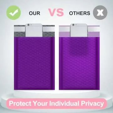 UCGOU Bubble Mailers 4x8 Inch Purple 50 Pack Poly Padded Envelopes Small Business Mailing Packages Opaque Self Seal Adhesive Waterproof Boutique Shipping Bags for Jewelry Makeup Supplies #000