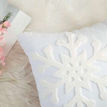 MIULEE Pack of 2 Christmas Decorative Snowflake Throw Pillow Covers Canvas Embroidery Cushion Cases ...