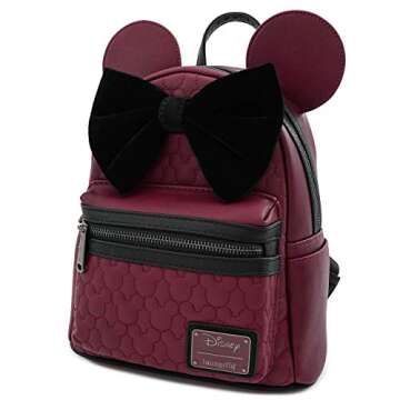 Loungefly Minnie Mouse Maroon Quilted Womens Double Strap Shoulder Bag Purse